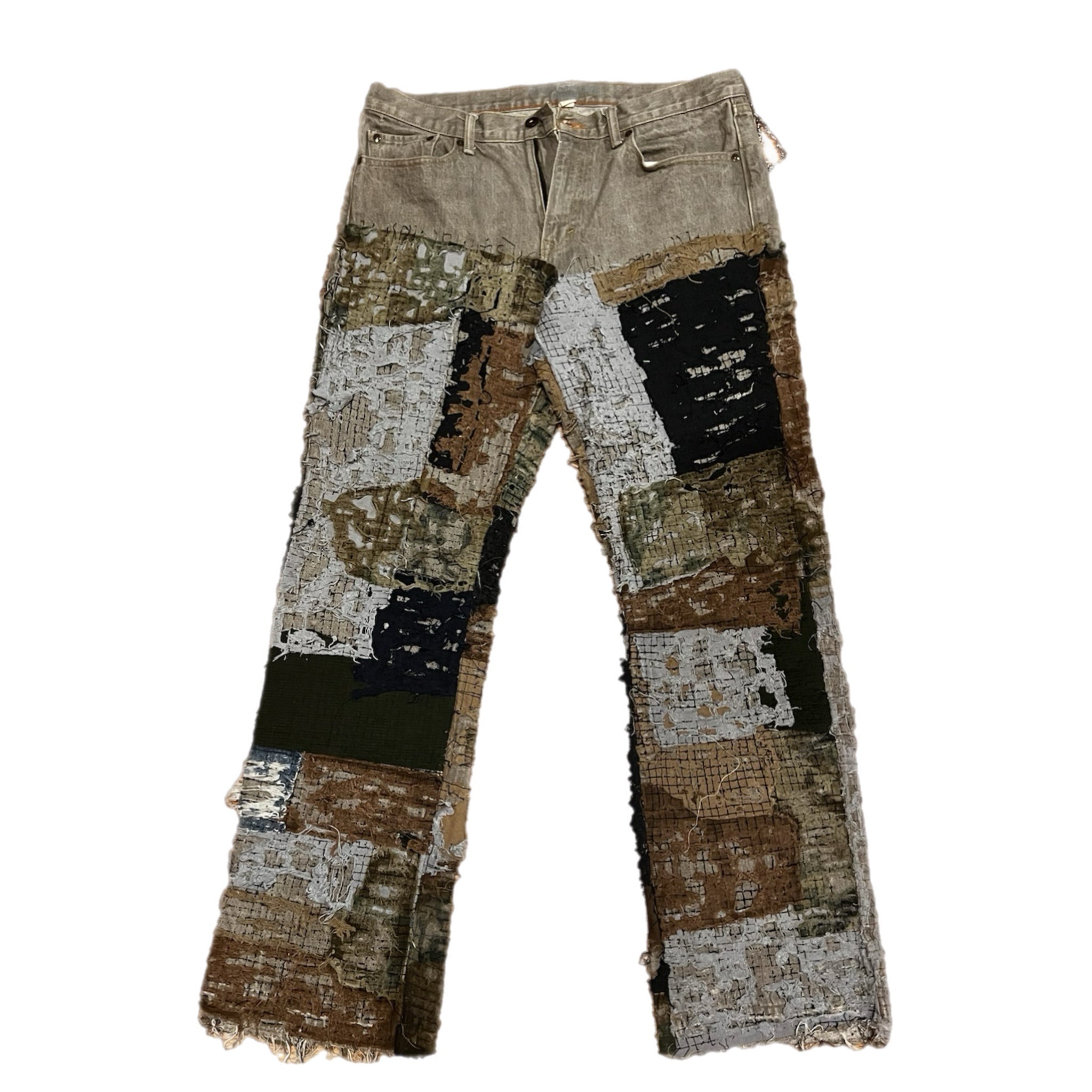 Heavily Distressed Boro Stitch Jeans