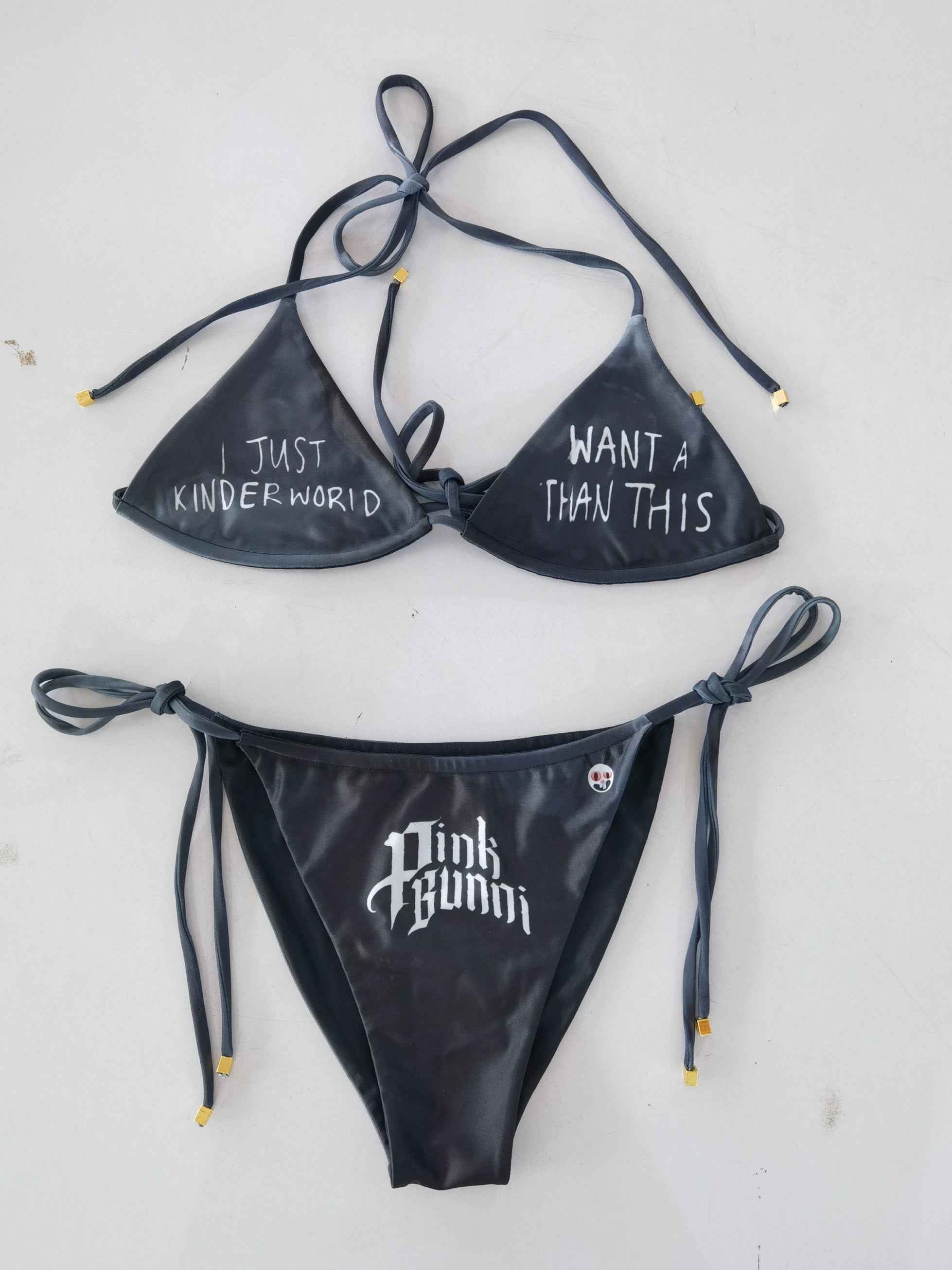 Kinder World graphic bikini top